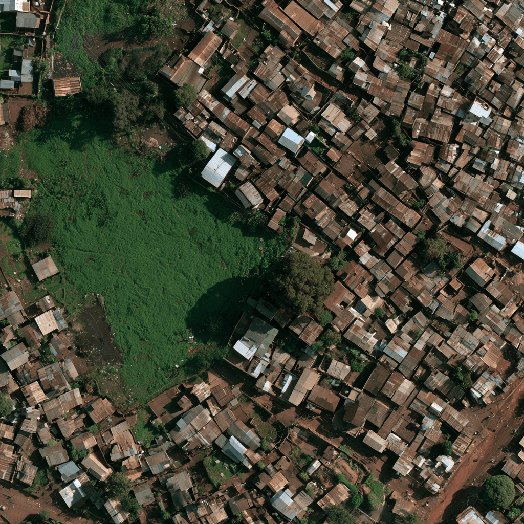 Satellite imagery of settlement adjacent to green space