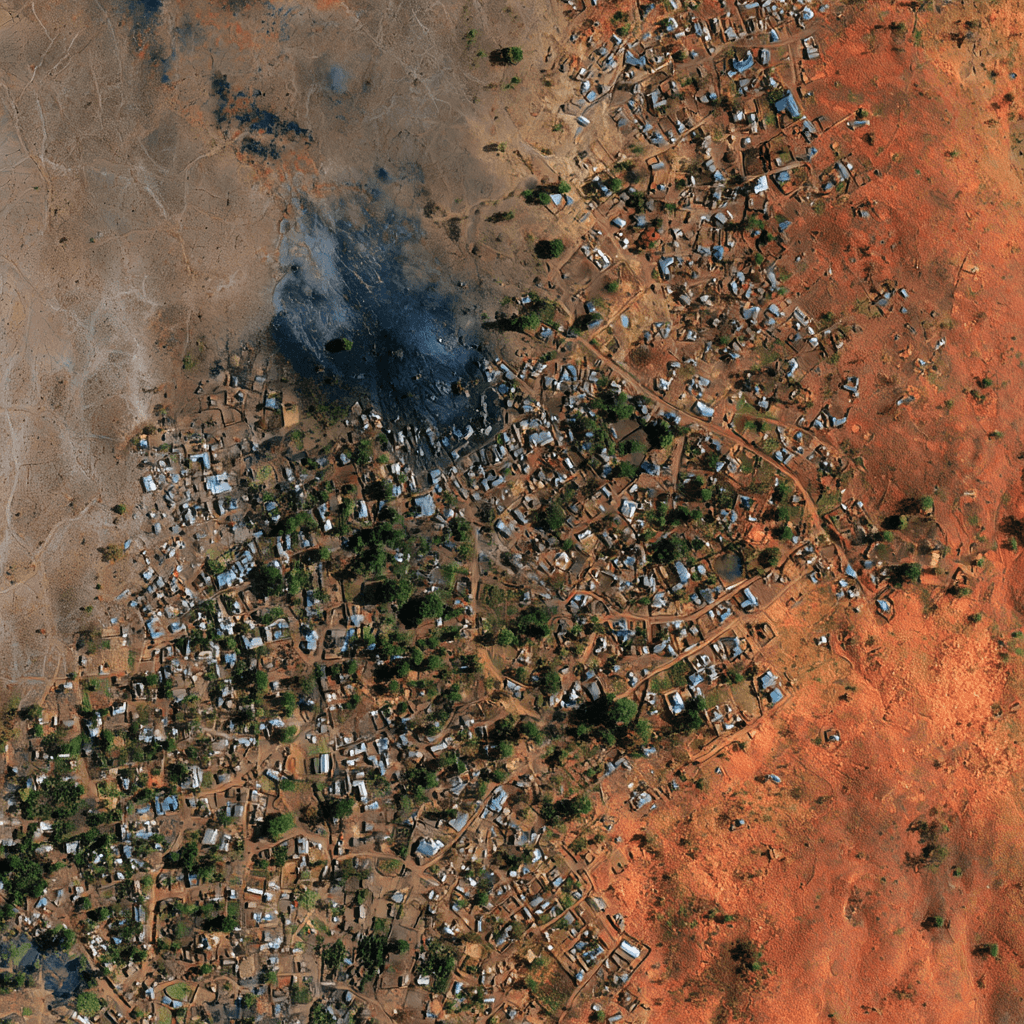 Satellite imagery of a rural village settlement