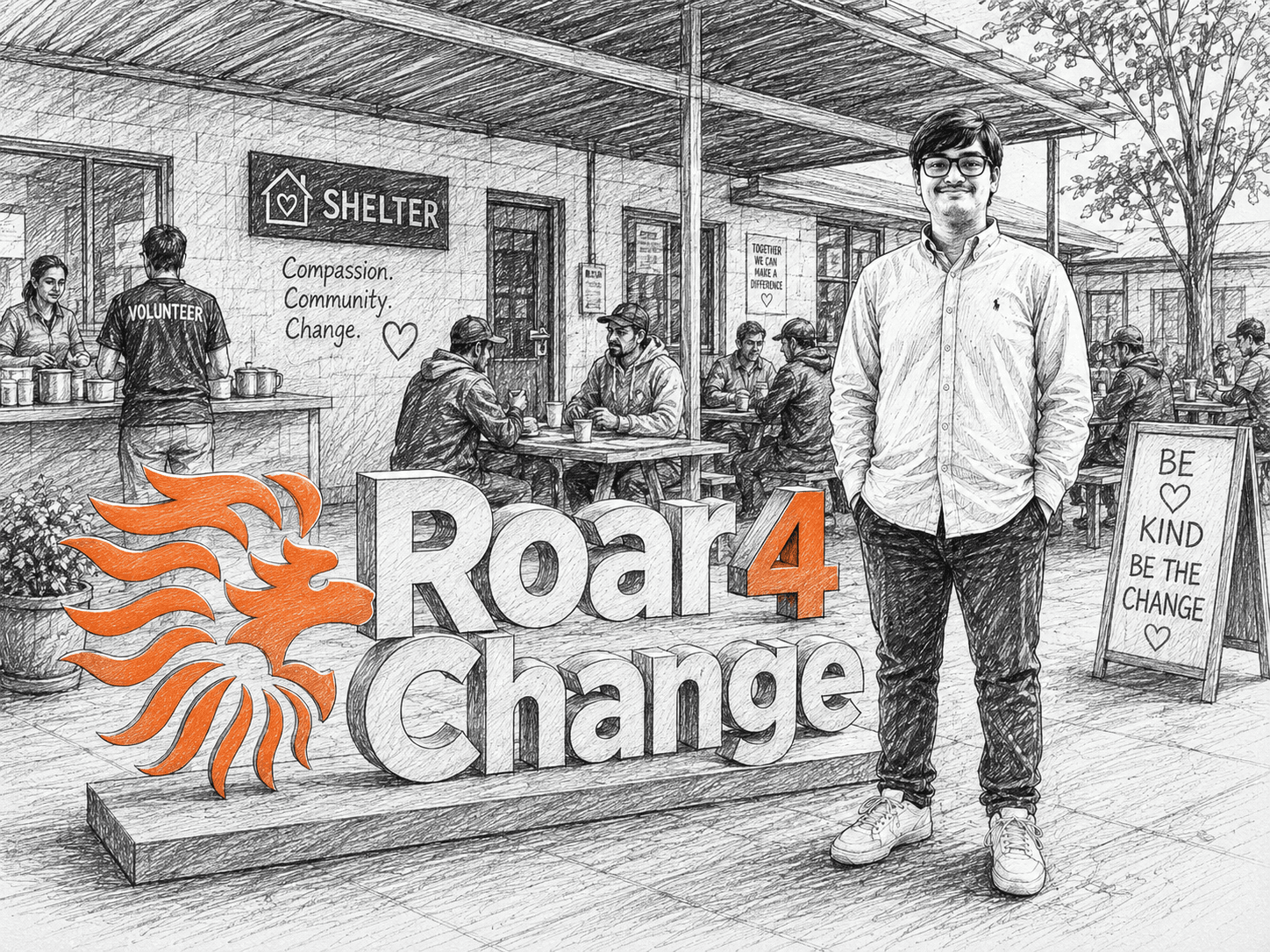 Illustration of Tridhm at a Roar 4 Change shelter